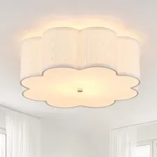 Widluth Modern Drum Semi Flush Mount Ceiling Light 3-Lights 17.71" White