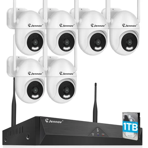JENNOV 5MP WiFi Security Camera System CCTV Outdoor Human Detection 10CH NVR Kit