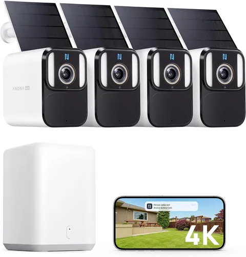 4K Solar Security Cameras Wireless Outdoor Home Smartbase System, 4 Cam-Kit, Sol