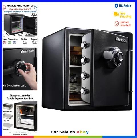 Fire Resistant Waterproof Safe 1.23 Cubic Foot Dial Combination Lock Steel