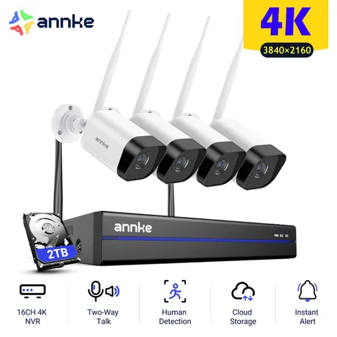 ANNKE 4K 16CH NVR Wireless Security IP Camera System Two Way Audio 2TB AI