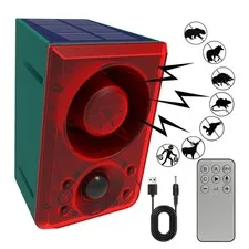 Solar Outdoor Motion Sensor Alarm - Dog Barking & Gunshot Sound, Support Reco...