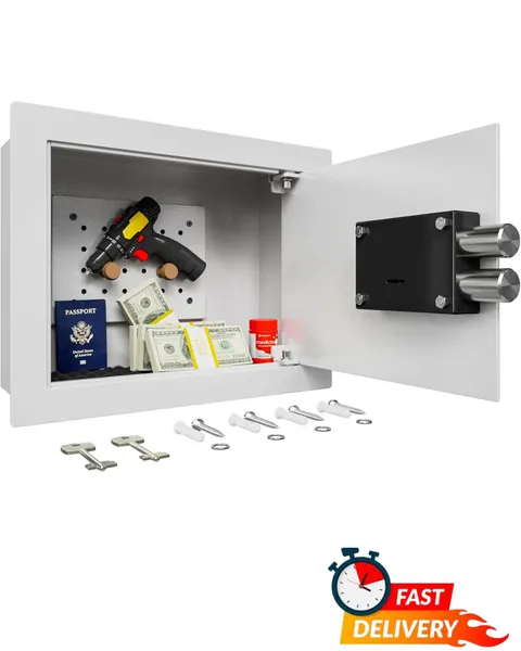 In Wall Safe Between Studs Hidden Security Box Key Lock Jewelry Document Storage