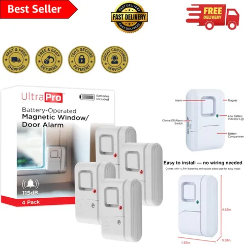 Secure Your Home with 4 Pack Wireless Alerts - Easy Install Door & Window Alarms