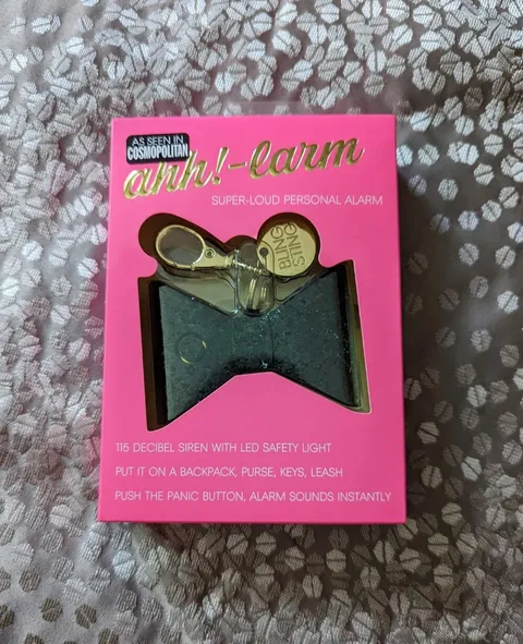 💥NWT BlingSting Ahh!-larm Black Glitter Bow 115 Decibel Alarm Light Keychain💥