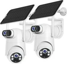 Dual Lens Solar Security Camera Wireless Outdoor – 2.5K HD No Blind Spot 