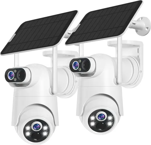 Dual Lens Solar Security Camera Wireless Outdoor – 2.5K HD No Blind Spot 