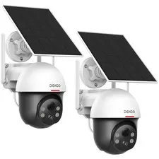 Security Cameras Wireless Outdoor, Solar Powered, True 2K, 2-Pack