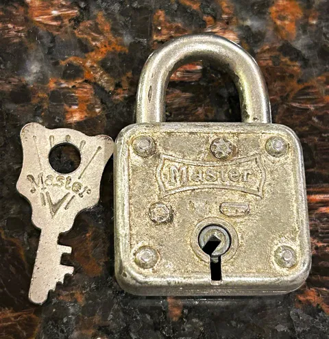 Vintage Master Lock No 66 Lever Padlock With Key Works Antique Milwaukee USA