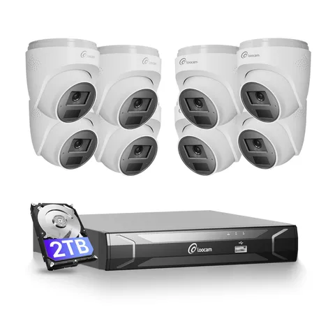 Loocam 4K PoE Security Camera System 2TB, Two-Way Audio, Smart AI Detection