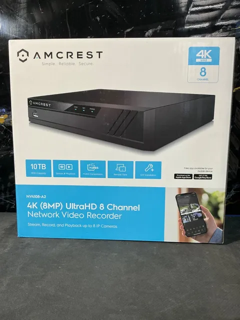 Amcrest NV4108-A2 Network Video Recorder 4K 8MP UltraHD 8 Channel - New & Sealed