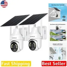 Wireless 2K Solar Security Cameras Outdoor, 2 Pack, 360° View, Easy Install