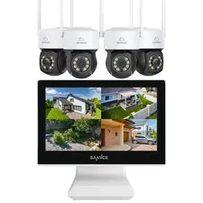 SANNCE 10CH PT Wireless Security System, 5MP NVR, 10.1" LCD, 3MP PT Cameras