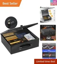 Fireproof Lock Box for Documents, Dual Combination and Key Lock Security with...