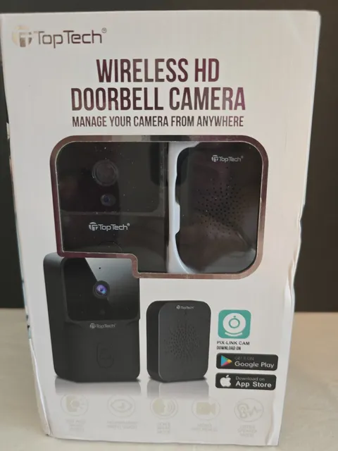 Top Tech Wireless HD Doorbell Camera TT-B32U Night Vision, Record, Listen New