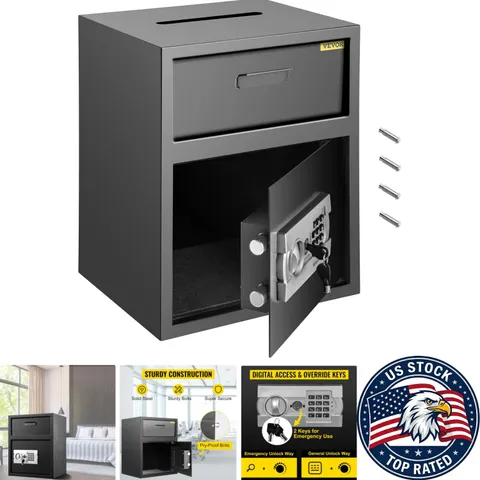 Digital Depository Safe 1.7 Cubic Feet - Steel Lock Box for Home & Office