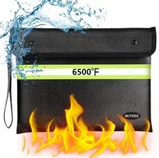 6500°F Fireproof Money Bag,Upgraded Fireproof Document Bag with Waterproof Zi...