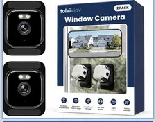 Tolviviov 2K Indoor Window Security Camera 2-Pack No-Drill Mount WiFi Smart (F1)
