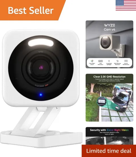 2.5K AI Security Camera: Weatherproof Indoor/Outdoor with Night Vision & Alerts