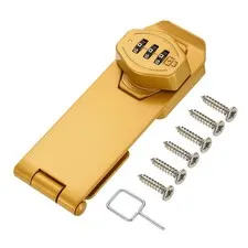 Keyless Cabinet Combination Lock 5" 3-Digit Password Hasp Lock Gold