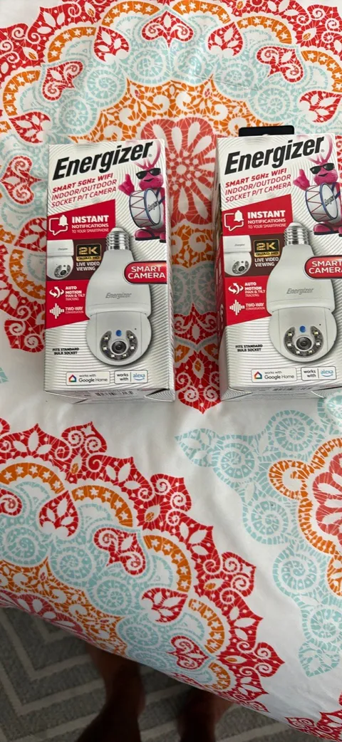 Energizer 2K Wi-Fi PTZ Bulb Camera 2-Pack Night Vision 2-Way Audio Indoor/Out