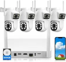 4MP Dual Lens Home Security Camera System Wireless Outdoor 24/7 Record 10CH NVR✅