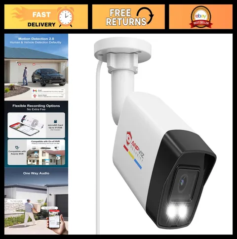 5MP Outdoor Bullet PoE IP Security Camera - Wired Surveillance, Night Vision, Wa