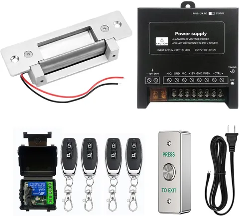 Remote Control Electric Strike Door Lock System 2200lbs Fail Secure 4 Remote