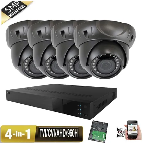 4Ch HDMI 5-in-1 DVR 5MP 4-in-1 AHD 960H Securiy Camera System 24IR IP66 USB h5gh