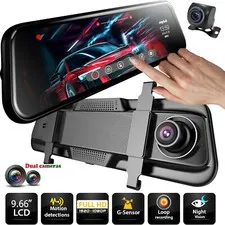 Touchscreen Car DVR Camera Mirror Dash Cam Dual Lens Video Recorder Night Vision