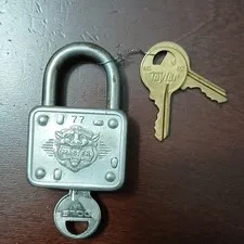 Master Lock 77 Metal Keyed Padlock, Silver Metallic Finish, 2 Keys lion head