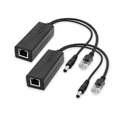 2-Pack Active PoE Splitter DC 12V, 5.5x2.1mm DC Jack, 10/100Mbps Ethernet, IE...