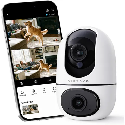 Cámara Mascotas 360° PTZ Doble Lente Audio 2 Vías Visión Nocturna App WiFi