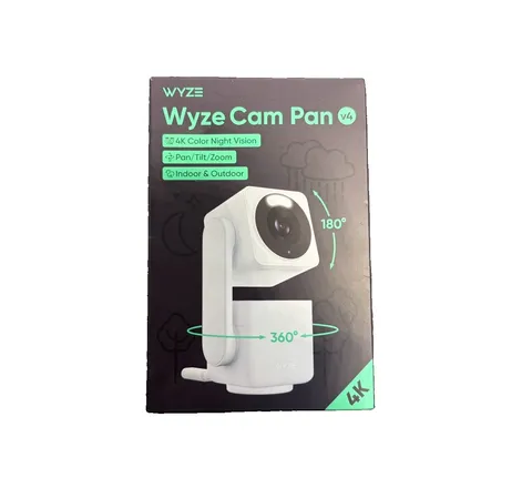 Wyze Cam Pan v4, 4K UHD Indoor/Outdoor, Plug-In, Pan/Tilt Security Camera White
