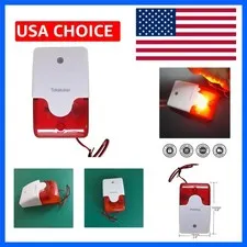 DC9 to 12V Wired Strobe Siren Red Light Sound Flash Buzzer Siren Home Securit...