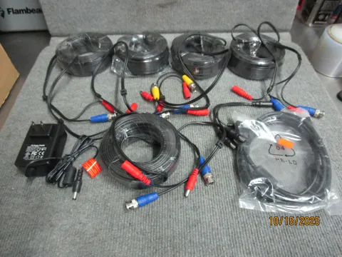 (5) Black 100' CCTV Cabels Power BNC for Home Surveillance Camera System
