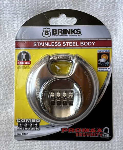 New Sealed Brinks Stainless Steel Security Lock Combination