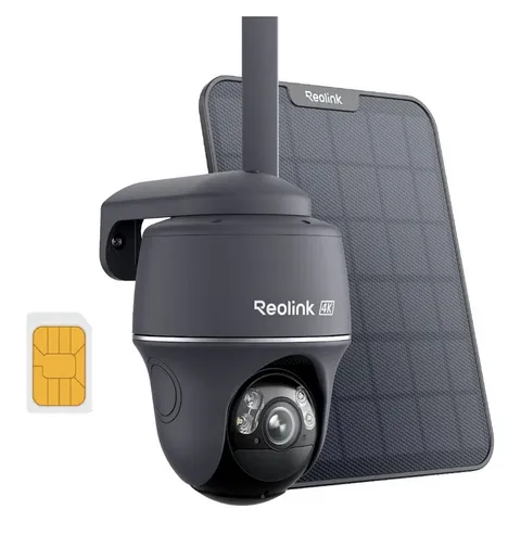 Reolink Go PT Ultra 4K 4G LTE Wireless Solar PTZ Outdoor Security Camera Gray