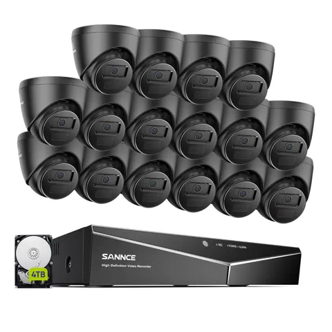 SANNCE 16CH 1080P Lite DVR 2MP Security Camera System Outdoor AI Human Detection