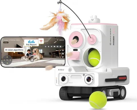 Pmate AI Pet Camera Robot Companion for Dogs & Cats, Robot Camera with Visual Re