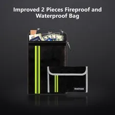 Improved 2 Pieces Fireproof and Waterproof Bag 38 x 28.5 cm, 20 x 13.5 cm Two...
