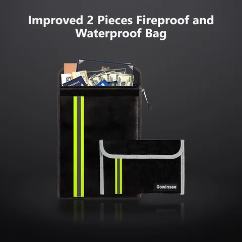 Improved 2 Pieces Fireproof and Waterproof Bag 38 x 28.5 cm, 20 x 13.5 cm Two...