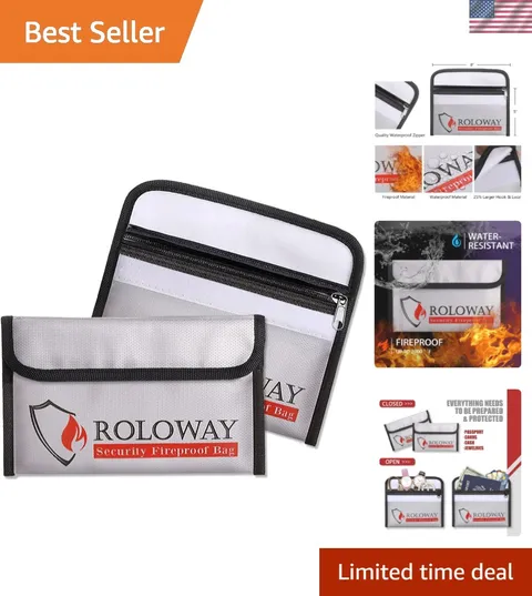 Non-Itchy Fireproof Money Bags 5x8 Inches - Secure Cash & Passport Storage