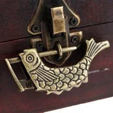2x Carved Word Padlock Mini Retro Antique Lock and Keys Chinese Jewelry Box Home