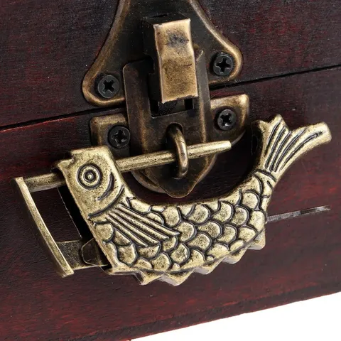 2x Carved Word Padlock Mini Retro Antique Lock and Keys Chinese Jewelry Box Home
