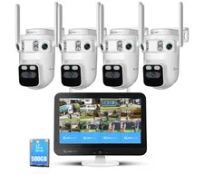 4 PK yeewise Triple Lens Wireless Security Camera System with 12" Monitor, 180°
