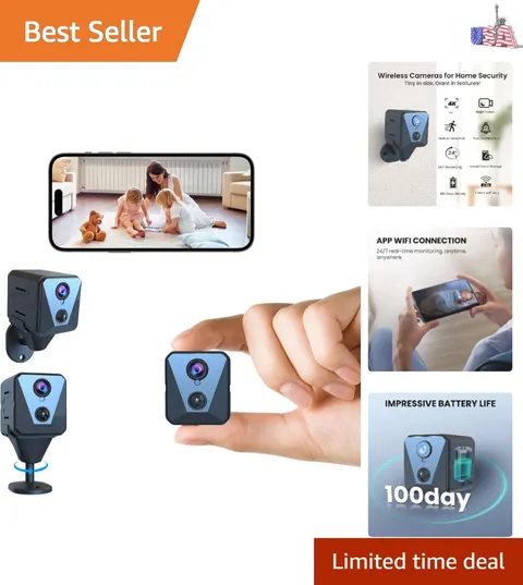 Compact 4K Wireless Security Camera with Motion Detection & Remote Viewing