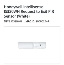 Honeywell Intellisense IS320WH Request to Exit PIR Motion Sensor Wired White
