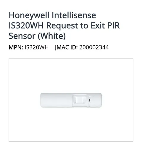 Honeywell Intellisense IS320WH Request to Exit PIR Motion Sensor Wired White