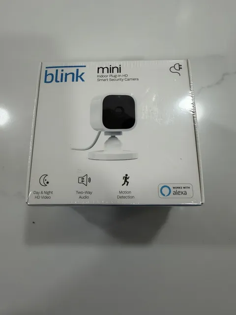 Blink Mini Compact indoor plug-in smart security camera 1080p HD, New/Sealed